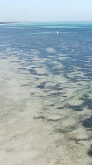 Tanzania  Vertical Video of the Ocean Near the Coast of Zanzibar Slow Motion alt