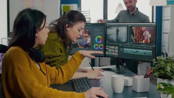 Art Video Director Explaning Steps for Prosessing Film Montage alt