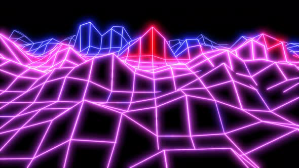  4K Neon grid landscape