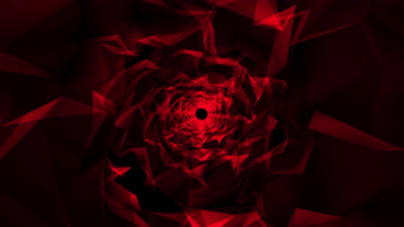 Red Low Poly Grid Triangle Geometric Shape Tunnel Animation. Seamless Retro  Polygonal Grid Futurist alt
