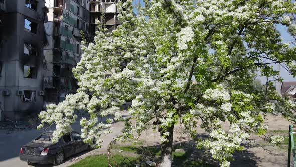 Destroyed Residential Building in Borodyanka Kyiv Region Ukraine alt