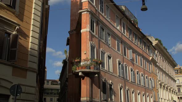 Orange corner building in Rome