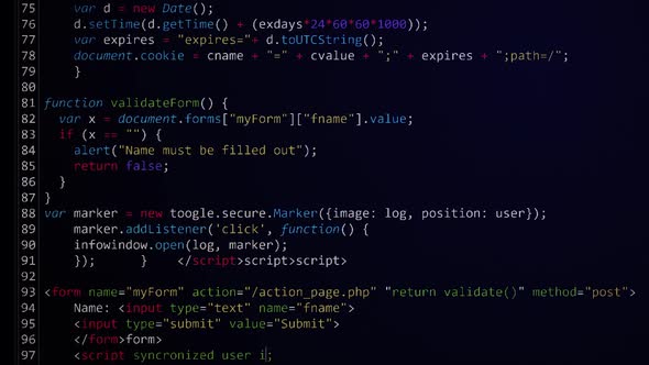 Computer Code Programming Screen Loop