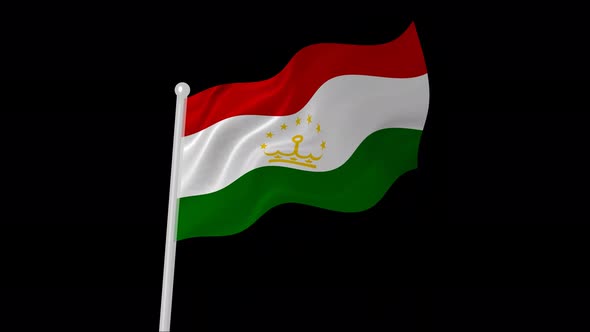 Tajikistan Flag Flying Animated Black Background alt