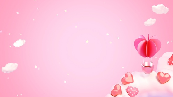 Heart Shaped Hot Air Balloon Background by tykcartoon | VideoHive