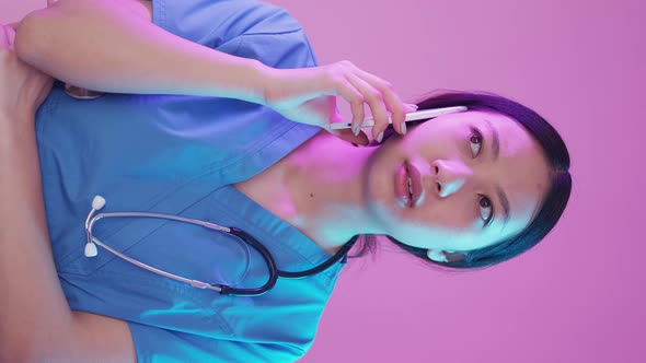 Doctor Call Medical Consultation Woman Phone Neon alt