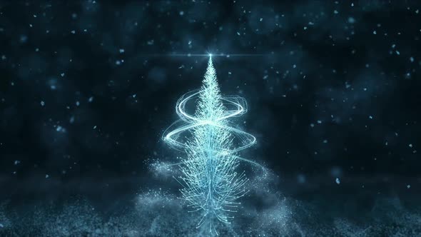 Animated Blue Christmas Fir Tree Star background bokeh snowfall HD resolution