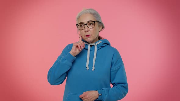 Elderly Woman Raising Hands in Indignant Expression Asking Why What Reason of Failure Irritation alt