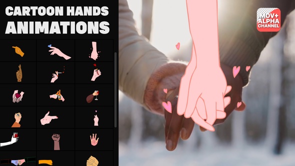 Cartoon Hands Stickers | Motion Graphics Pack