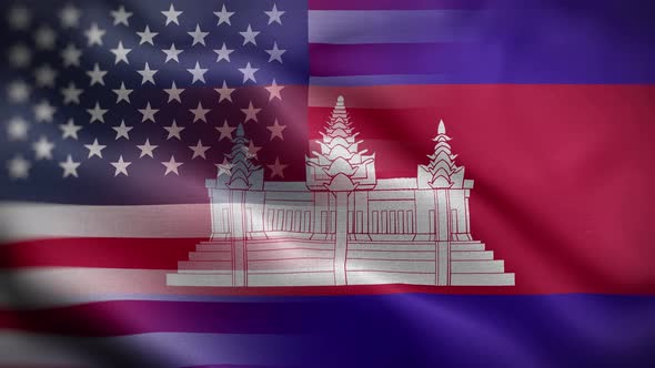 USA Cambodia Flag Loop Background 4K