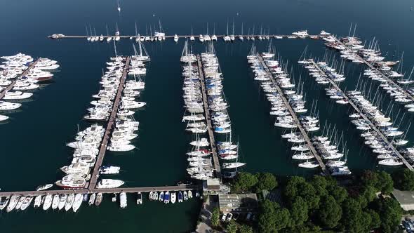 Aerial View of Yachts in Marina alt