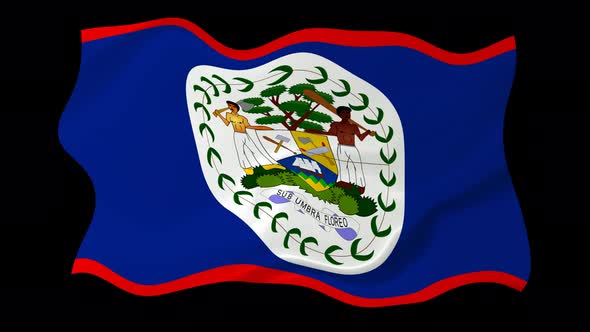 Belize Flag Waving Animated Black Background