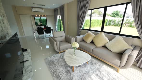 Luxury and Elegance White. Grey and Black Open Plan Home Decoration Idea alt