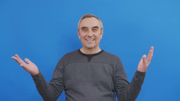 Portrait of Emotional Senior Man Smiling. Closeup Mature Man with Positive Emotion. Happy Male alt