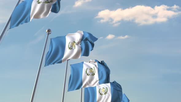 Row of Waving Flags of Guatemala alt
