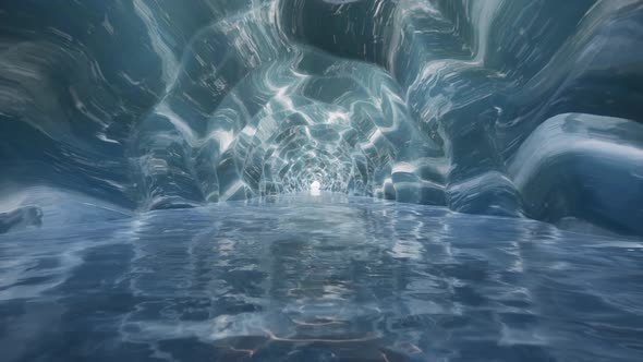 Blue Ice CAVE and River Winter Day Snow Cold Landscape alt