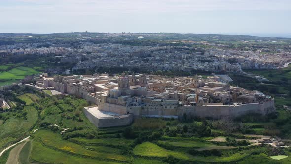 Aerial view of the city Mdina in Malta alt