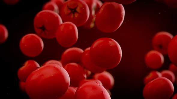 Slow motion animation of the stack of fully-grown tomatoes falling down. HD alt