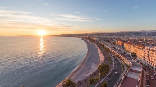 Coast of Azure on sunset in Nice, French Rivera