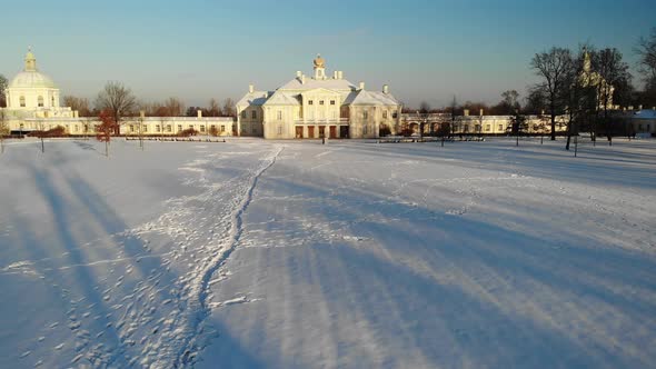 Oranienbaum Lomonosov Royal Residence with Park at Sunny Snowy Winter Day alt