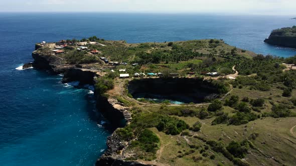 Aerial shot of the Broken Beach on the Nusa Penida alt