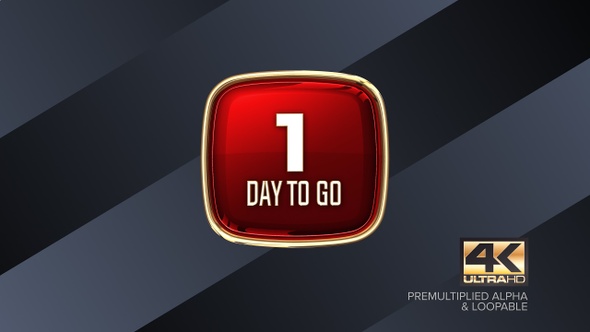 1 Day To Go Countdown Animation 4K