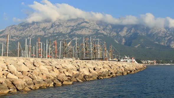  Yachts and ships In Kemer, Turkey.