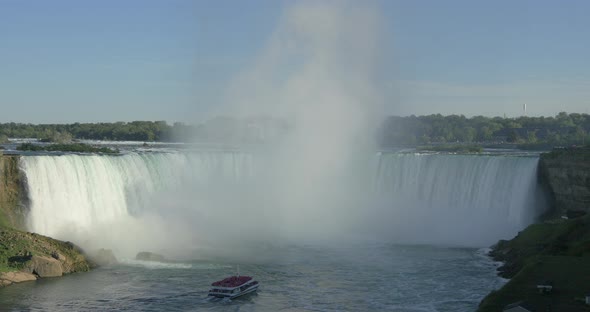Boat navigating towards  Niagara Falls, Canada