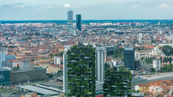 Milan Aerial View of Modern Towers and Skyscrapers and the Garibaldi Railway Station in the Business alt
