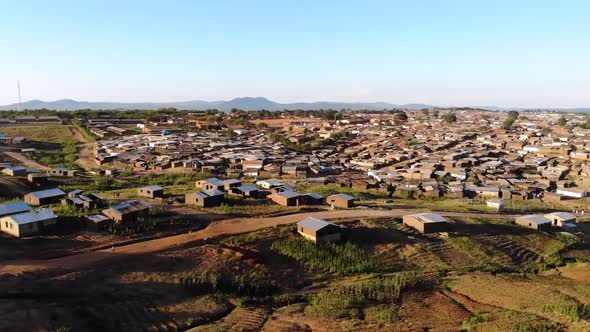 Countryside Village Houses in Malawi, Aerial View on Poverty in Africa alt