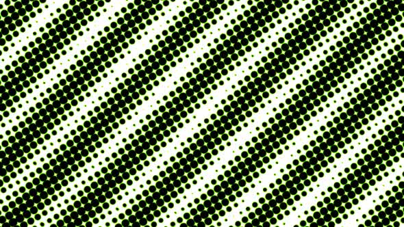 Green-Black Dots Moving on White Background