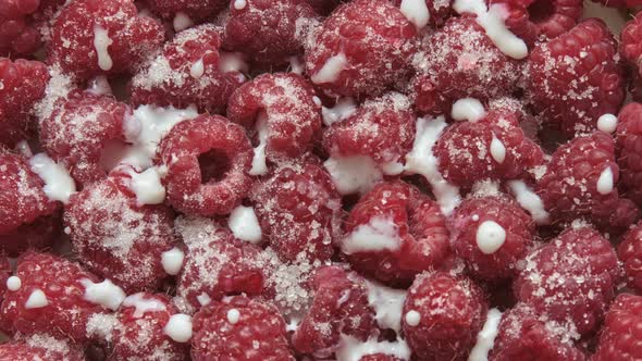 Fresh Raspberry Fruit with Yogurt.