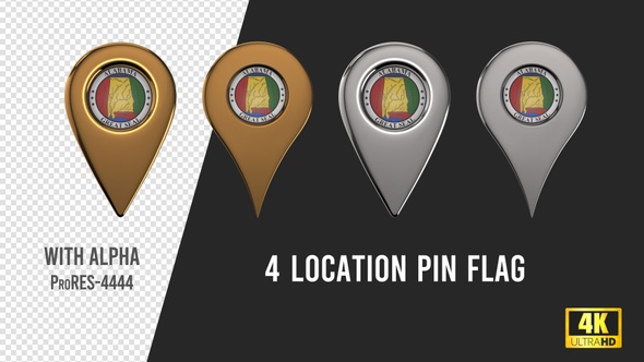 Alabama State Seal Location Pins Silver And Gold alt