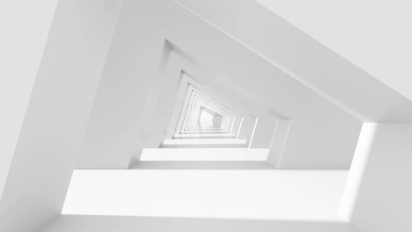 White abstract sloping corridor