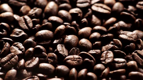 Roasted Coffee Beans Close Up.