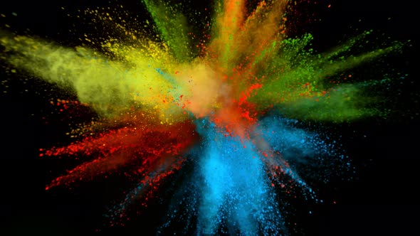 Super Slowmotion Shot of Color Powder Explosion Isolated on Black Background at 1000Fps alt