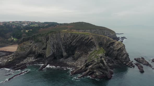 Panoramic footage of Plentzia resort city, beauty of Atlantic ocean