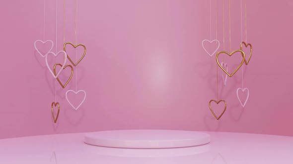 Podium 3D Pink with Gold Heart