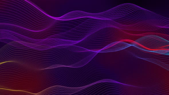 Amazing Colorful Digital Particle Line Wave Motion Animated Background alt
