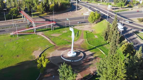 Park Virgins Estate Square, Road junction, Highway Mendoza Argentina aerial view