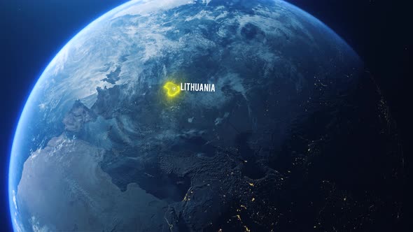 Earh Zoom In Space To Lithuania Country Alpha Output