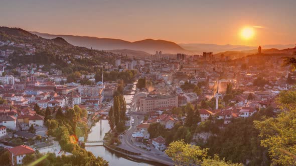 Sunset view of Sarajevo from most popular panoramic spot in Sarajevo ...