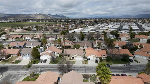 Aerial View of Small Town Hemet in the San Jacinto Valley in Riverside County California alt