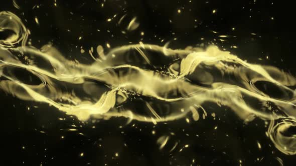 Liquid Golden Background With Glowing Particles