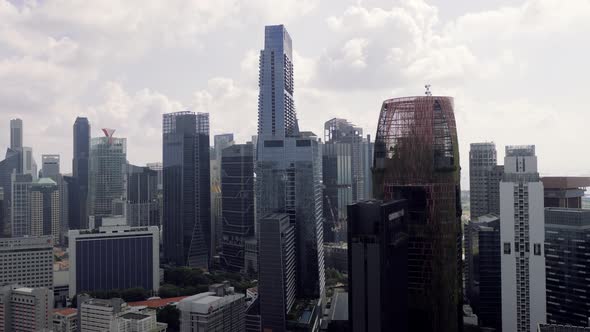 View of Singapore City Skyline on Beautiful Sunny Clear Day