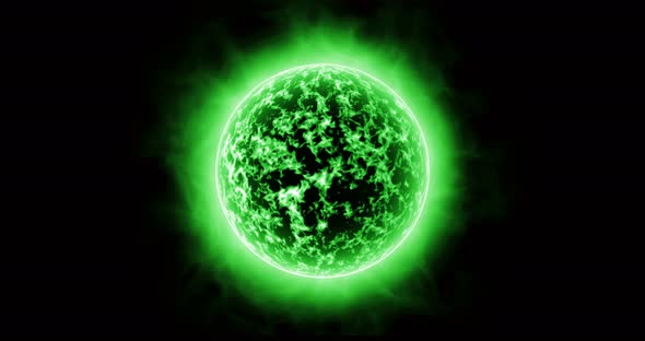 Sun Green Surface With Solar Flares