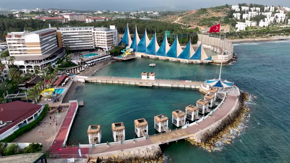 Infrastructure of hotels aerıal vıew Turkey Alanya 4K alt