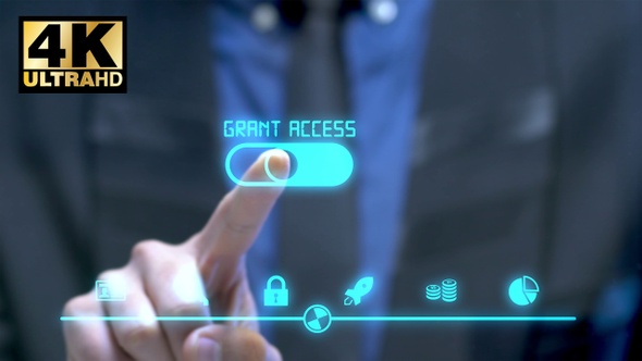 Grant access Businessman with HUD elements
