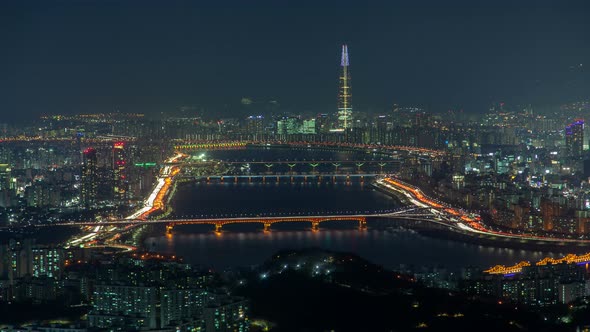 Timelapse Seoul Districts with Highways Parallel To River alt