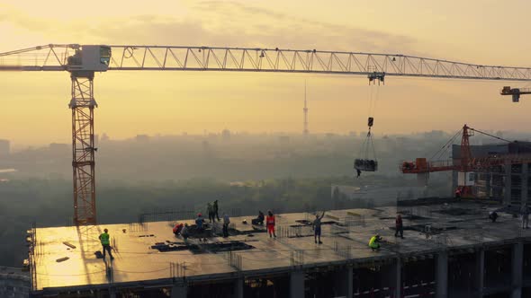 Workers Construction Site Builders House View Development